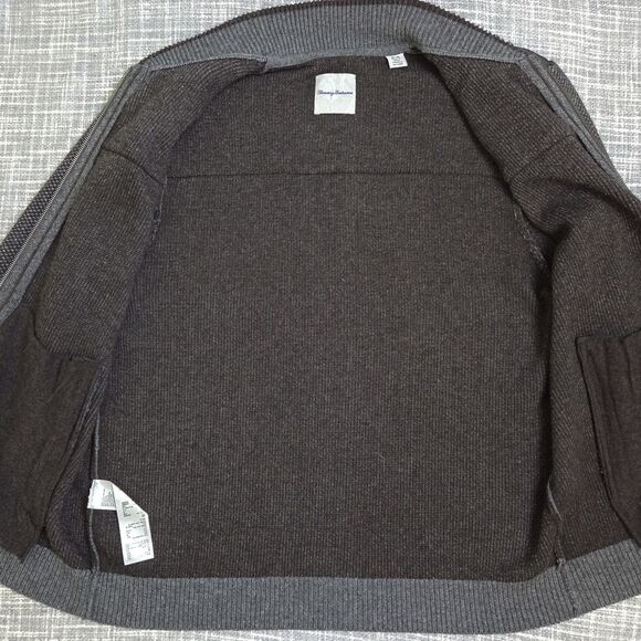 Tommy Bahama Cordillero Bomber Jacket Wool Blend Knit Gray/Blk Men's M - Picture 7 of 15